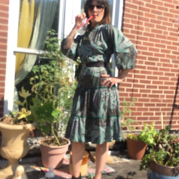 Vtg 60-70s Gunne Sax Japanese Motif FEATHER 420 Leaf Keyhole Custom Stylist’s - Picture 15 of 15